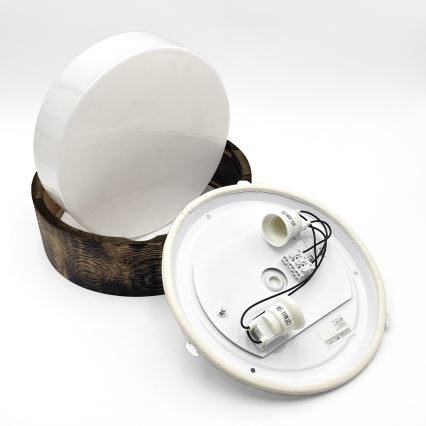 Lumină de plafon pentru baie OAK SMOKY 2xE27/15W/230V IP54 Ø 27,5 cm stejar/maro