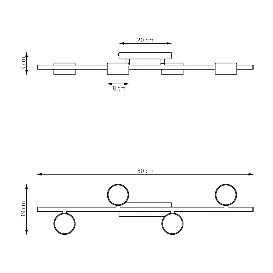 Plafonieră BET 4xGX53/12W/230V negru
