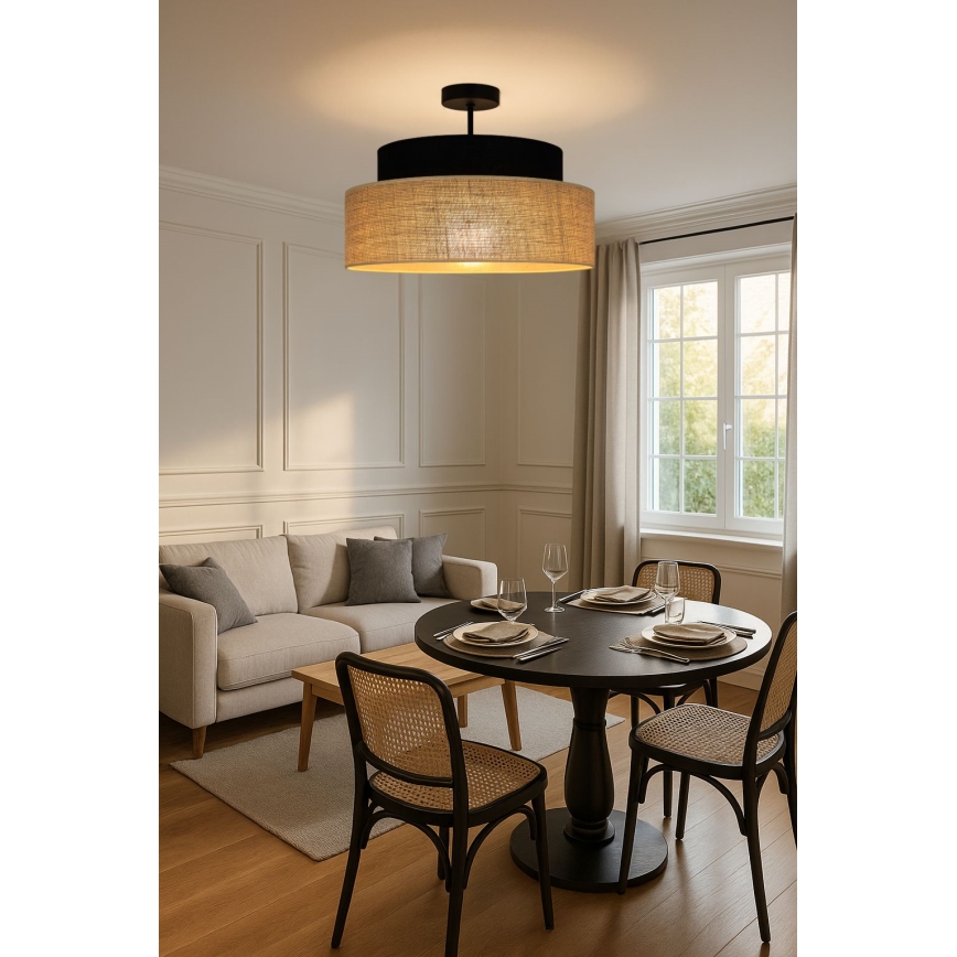 Plafonieră BOHO 1xE27/60W/230V negru/bej