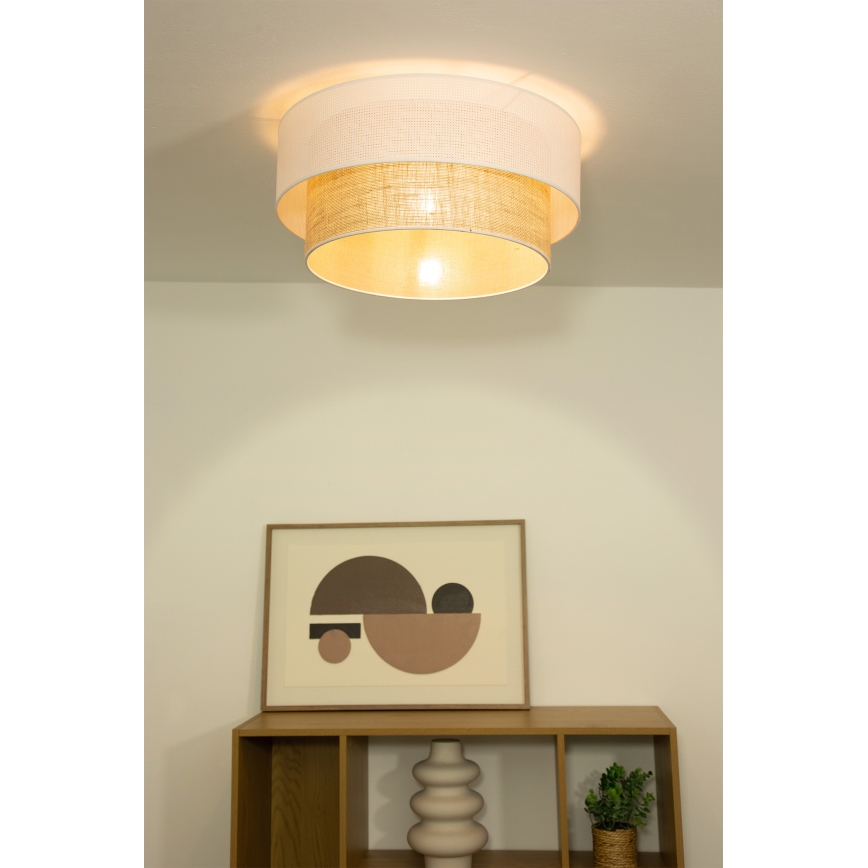 Plafonieră BORHO 1xE27/60W/230V Ø 40 cm alb/jută