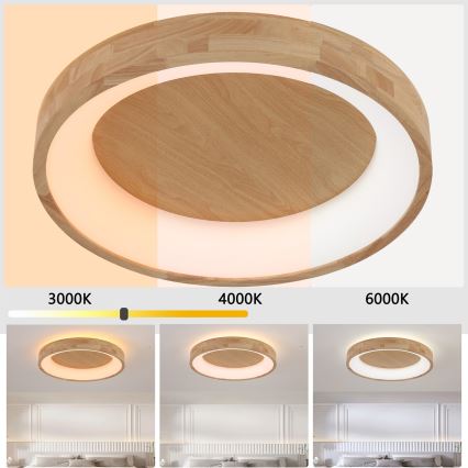 Brilagi - Plafonieră LED FALCON WOOD LED/40W/230V 3000/4000/6000K diam. 60 cm lemn