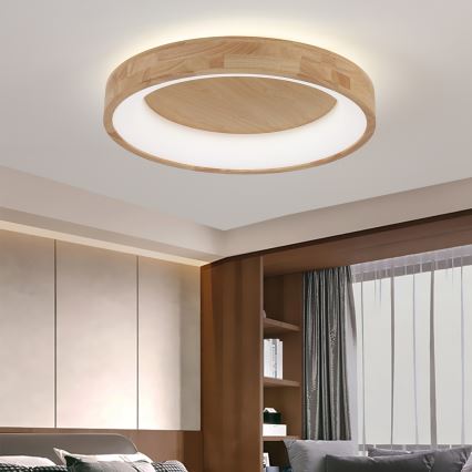 Brilagi - Plafonieră LED FALCON WOOD LED/40W/230V 3000/4000/6000K diam. 60 cm lemn