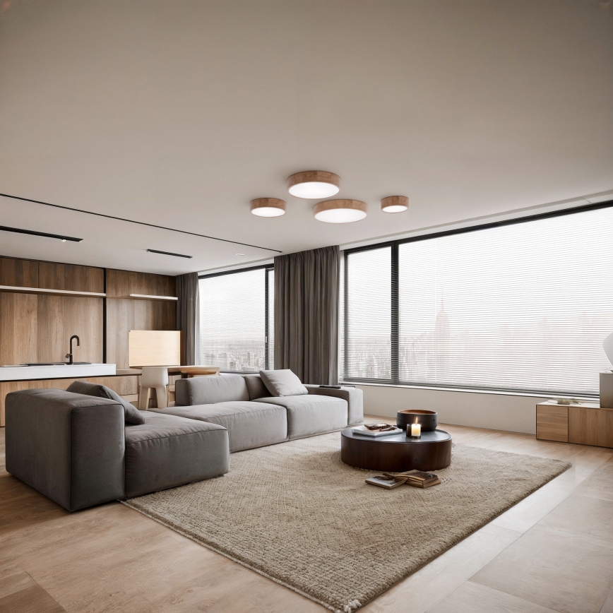 Plafonieră CLEO cu senzor, 2xE27/24W/230V, diametru 27,5 cm, stejar