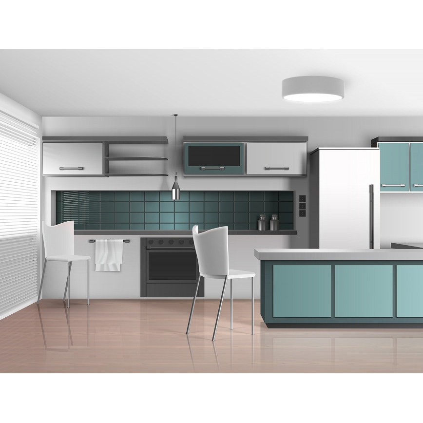 Plafonieră CLEO cu senzor de mișcare și de amurg, 2xE27/24W/230V, Ø 30 cm, gri