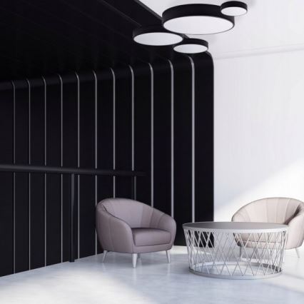 Plafonieră CLEO cu senzor de mișcare și de crepuscul, 6xE27/24W/230V, diametru 80 cm, negru