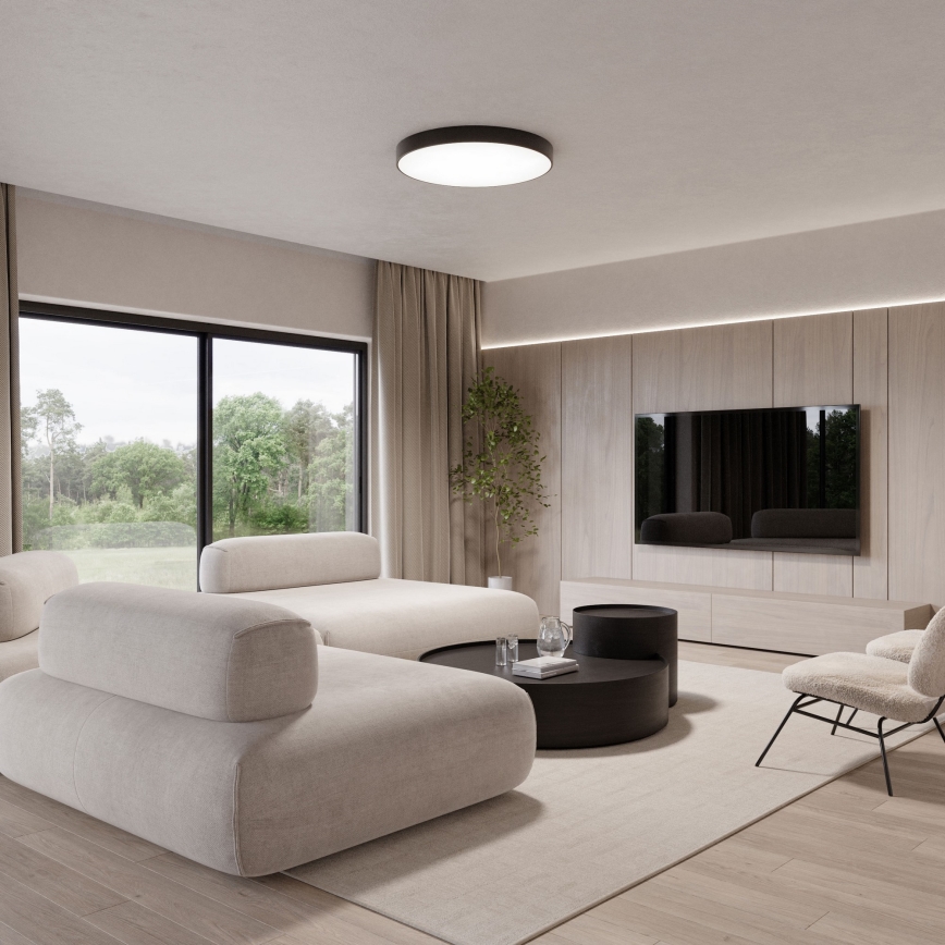 Plafonieră CLEO cu senzor de mișcare și de crepuscul, 6xE27/24W/230V, diametru 80 cm, negru