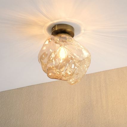 Plafonieră CRISTAL 1xE14/15W/230V alamă/bej fumuriu