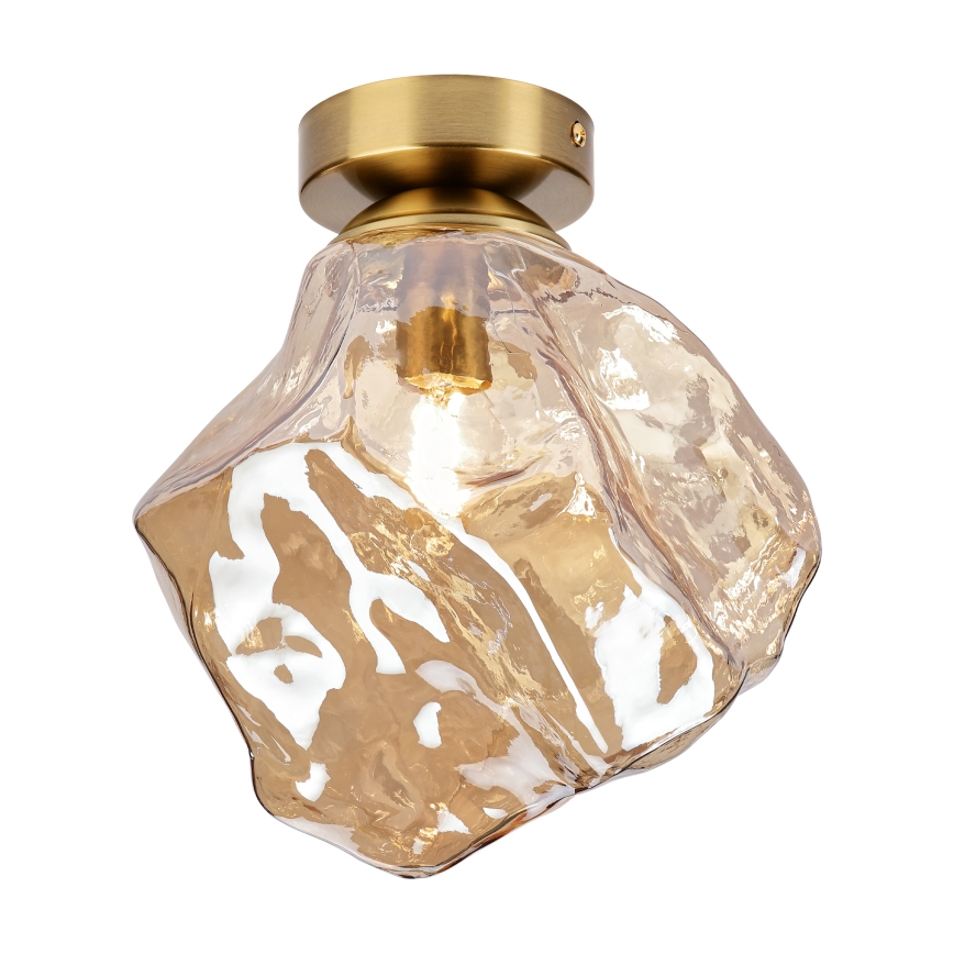 Plafonieră CRISTAL 1xE14/15W/230V alamă/bej fumuriu