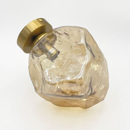 Plafonieră CRISTAL 1xE14/15W/230V alamă/bej fumuriu