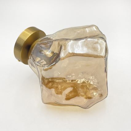 Plafonieră CRISTAL 1xE14/15W/230V alamă/bej fumuriu