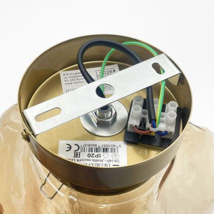 Plafonieră CRISTAL 1xE14/15W/230V alamă/bej fumuriu