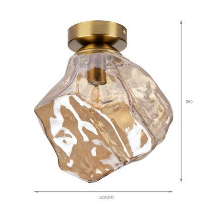 Plafonieră CRISTAL 1xE14/15W/230V alamă/bej fumuriu