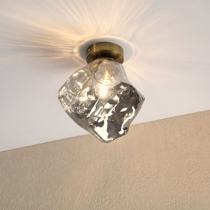Plafonieră CRISTAL 1xE14/15W/230V alamă/negru fumuriu