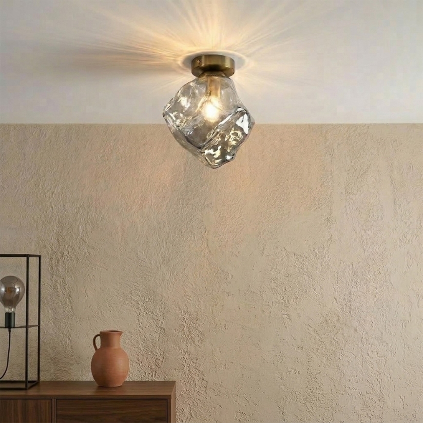 Plafonieră CRISTAL 1xE14/15W/230V alamă/negru fumuriu
