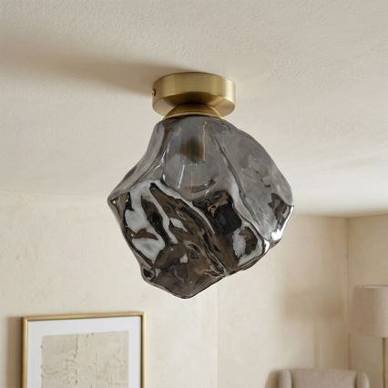 Plafonieră CRISTAL 1xE14/15W/230V alamă/negru fumuriu