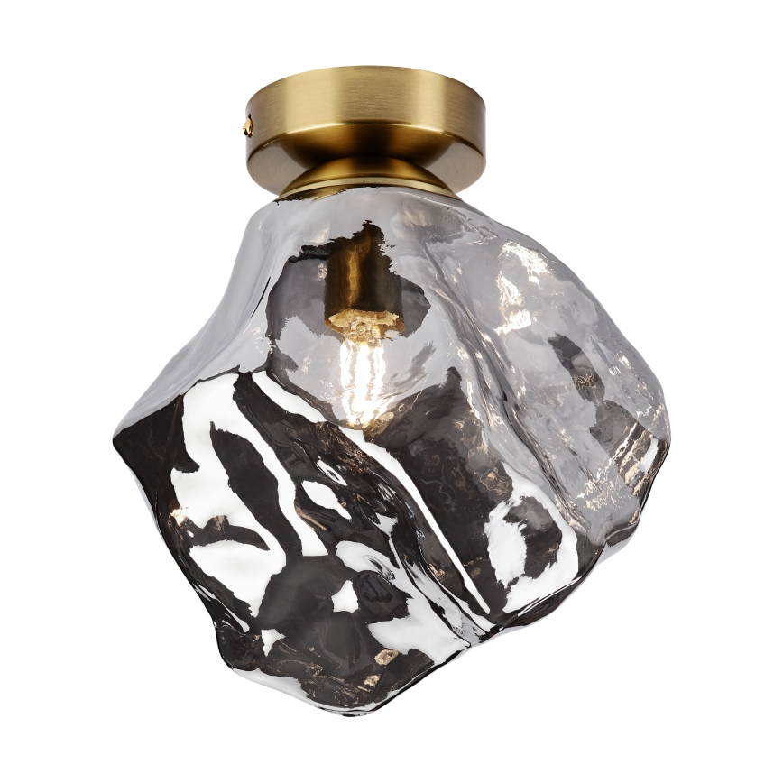 Plafonieră CRISTAL 1xE14/15W/230V alamă/negru fumuriu
