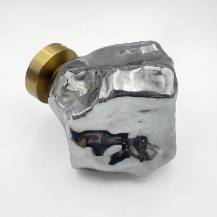 Plafonieră CRISTAL 1xE14/15W/230V alamă/negru fumuriu