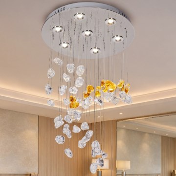 Plafonieră cu cristale LED AVARA LED/24W/230V, diametru 40 cm, crom lucios + telecomandă