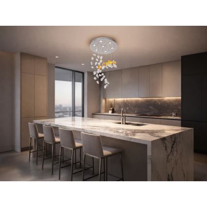 Plafonieră cu cristale LED AVARA LED/24W/230V, diametru 40 cm, crom lucios + telecomandă
