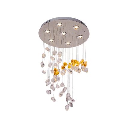 Plafonieră cu cristale LED AVARA LED/24W/230V, diametru 40 cm, crom lucios + telecomandă