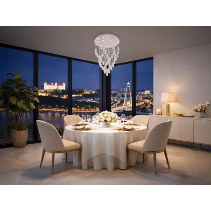 Plafonieră LED cu cristale MAJURO LED/30W/230V Ø 45 cm crom lucios + telecomandă