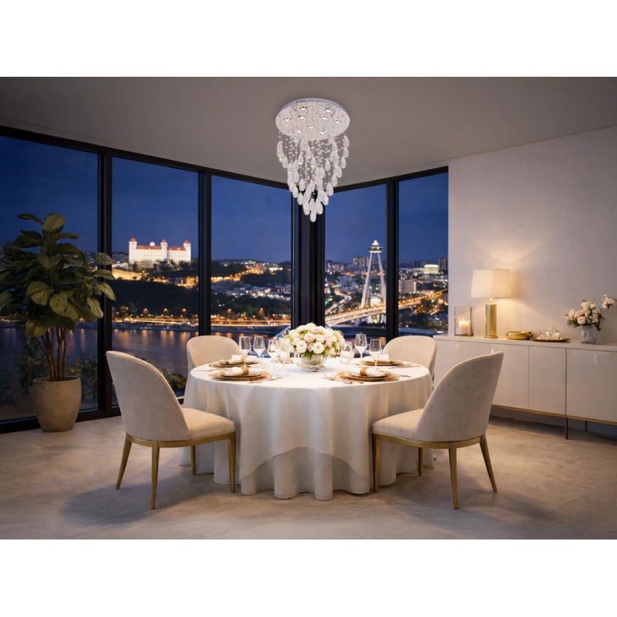 Plafonieră LED cu cristale MAJURO LED/30W/230V Ø 45 cm crom lucios + telecomandă