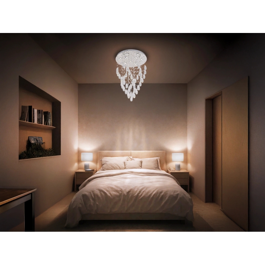 Plafonieră LED cu cristale MAJURO LED/30W/230V Ø 45 cm crom lucios + telecomandă