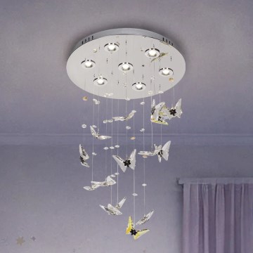 Plafonieră cu cristale LED MURU LED/24W/230V, diametru 40 cm, crom lucios, cu telecomandă inclusă