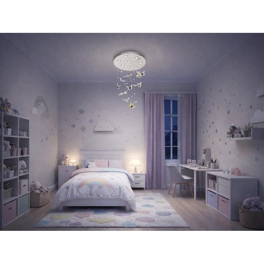 Plafonieră cu cristale LED MURU LED/24W/230V, diametru 40 cm, crom lucios, cu telecomandă inclusă
