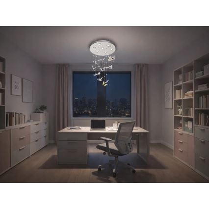 Plafonieră cu cristale LED MURU LED/24W/230V, diametru 40 cm, crom lucios, cu telecomandă inclusă