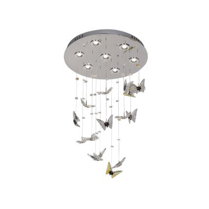 Plafonieră cu cristale LED MURU LED/24W/230V, diametru 40 cm, crom lucios, cu telecomandă inclusă