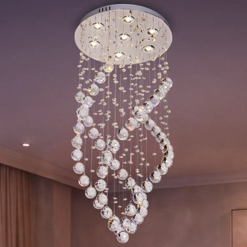 Plafonieră cu cristale LED NAURU LED/24W/230V diam. 40 cm crom lucios + telecomandă