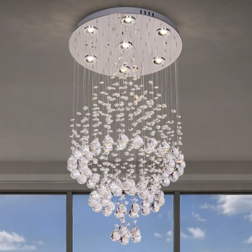 Plafonieră cu cristale LED NAURU LED/24W/230V Ø 40 cm crom lucios + telecomandă