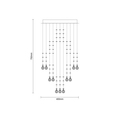 Plafonieră cu cristale LED NAURU LED/24W/230V Ø 40 cm crom lucios + telecomandă