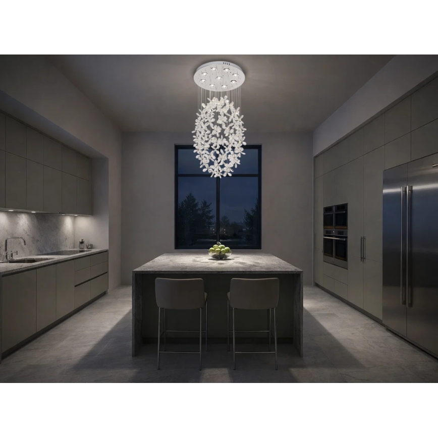 Plafonieră LED cu cristale SAMOA LED/30W/230V Ø 40 cm crom lucios + telecomandă