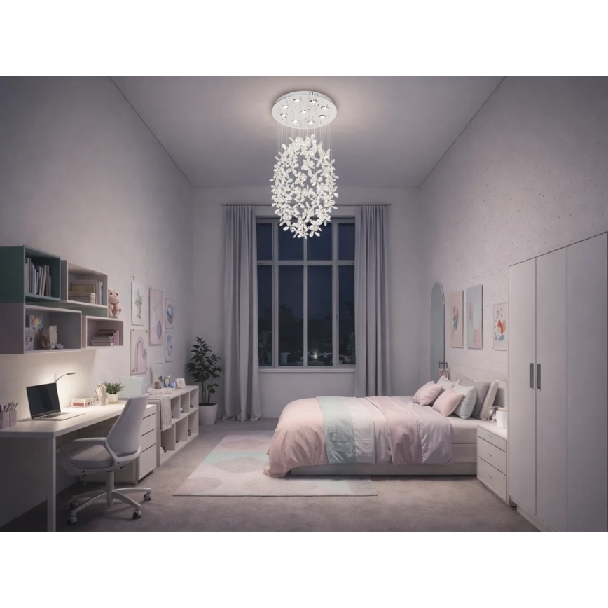 Plafonieră LED cu cristale SAMOA LED/30W/230V Ø 40 cm crom lucios + telecomandă