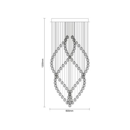 Plafonieră LED cu cristale NAURU LED/30W/230V, diametru 60 cm, crom lucios + telecomandă