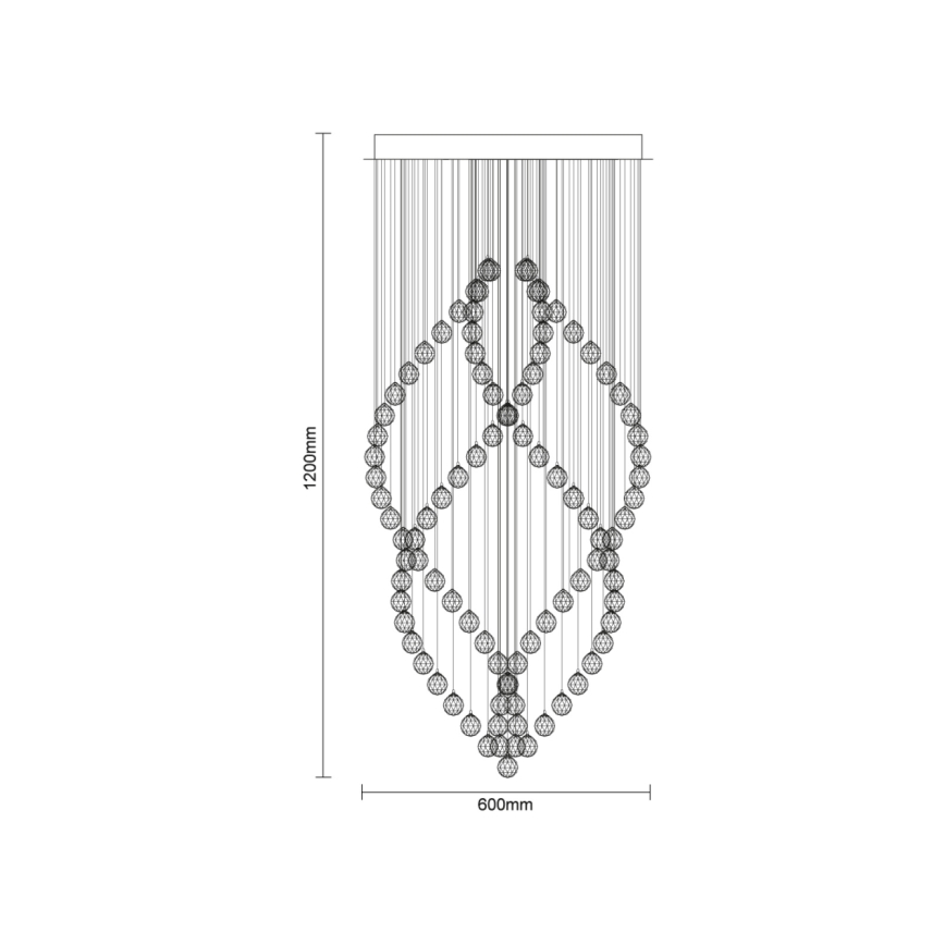 Plafonieră LED cu cristale NAURU LED/30W/230V, diametru 60 cm, crom lucios + telecomandă
