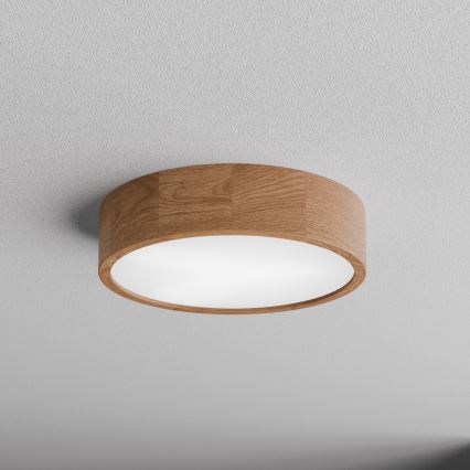 Plafonier CLEO cu senzor de mișcare și senzor crepuscular, 3xE27/24W/230V, Ø 37,5 cm, stejar