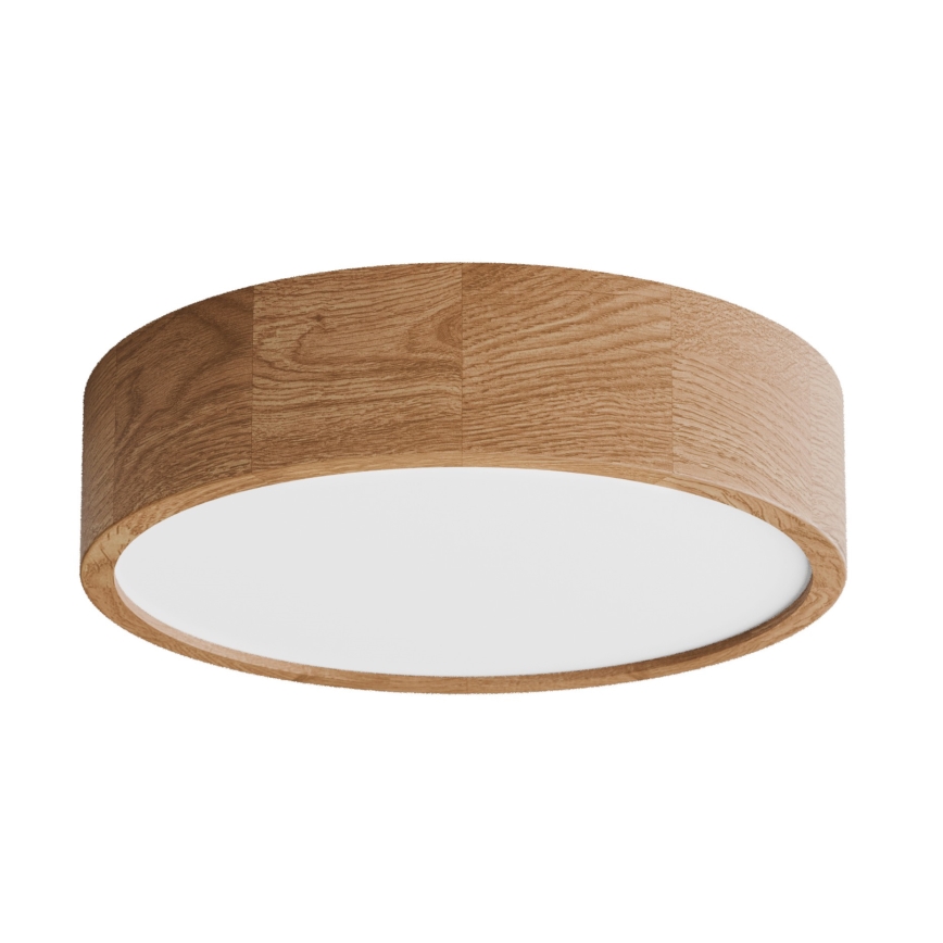 Plafonier CLEO cu senzor de mișcare și senzor crepuscular, 3xE27/24W/230V, Ø 37,5 cm, stejar