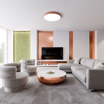 Plafonieră CLEO cu senzor de mișcare și de crepuscul, 5xE27/24W/230V, Ø 60 cm, finisaj cupru