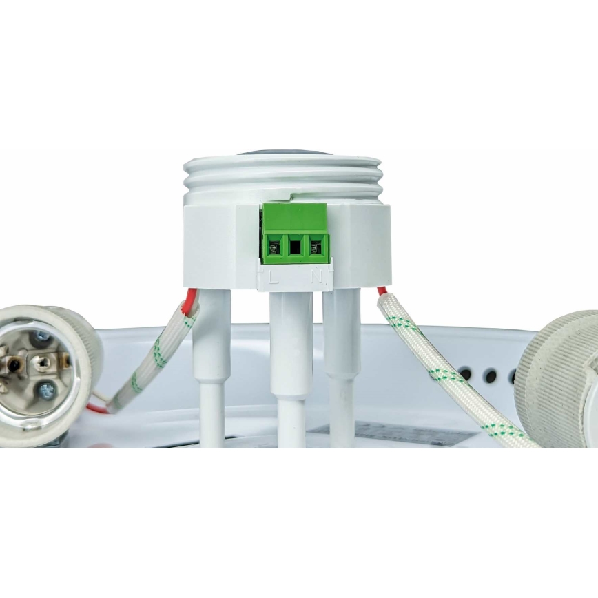 Plafonieră MANA cu senzor de mișcare și de amurg, 2xE27/40W/230V, Ø 30 cm, albă