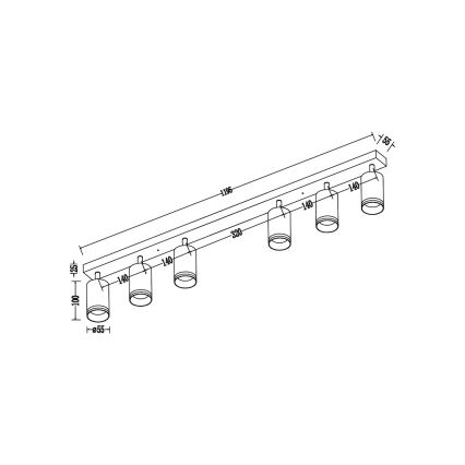 Plafonieră cu spoturi PIPE 6xGU10/10W/230V alb
