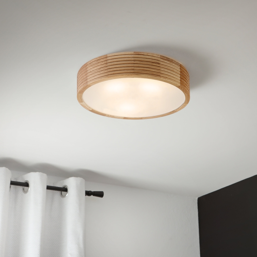 Plafonieră de baie LINARO 3xE27/15W/230V IP54 stejar Ø 37 cm