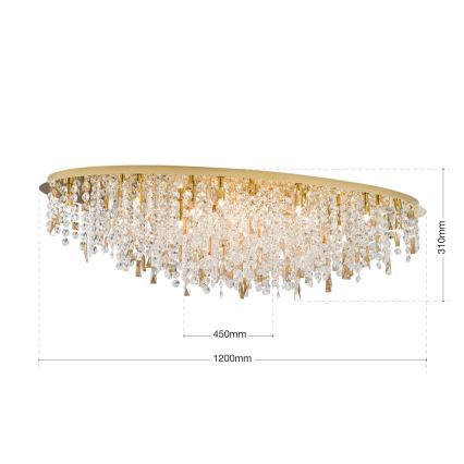 Plafonieră de cristal CRYSTALRIVER 21xG9/40W/230V auriu