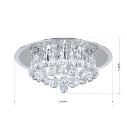 Plafonieră de cristal GLORIA 4xG9/40W/230V d. 38 cm transparent/crom
