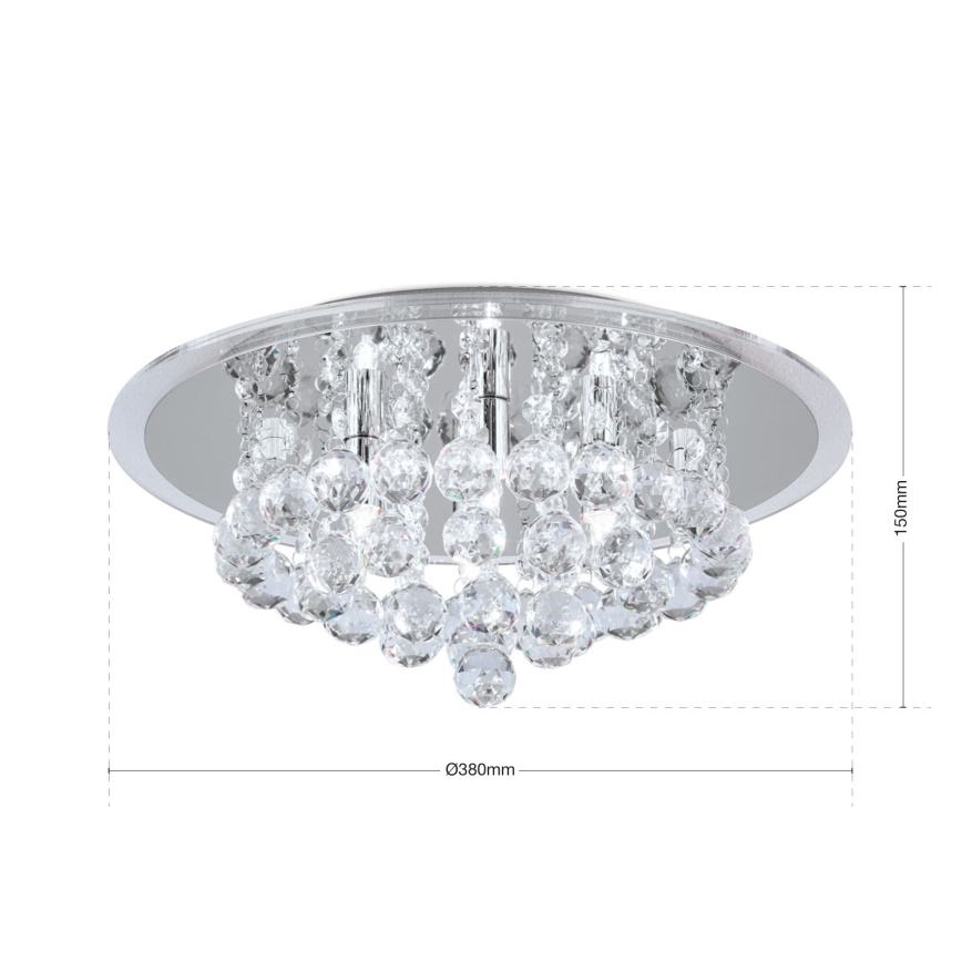 Plafonieră de cristal GLORIA 4xG9/40W/230V d. 38 cm transparent/crom