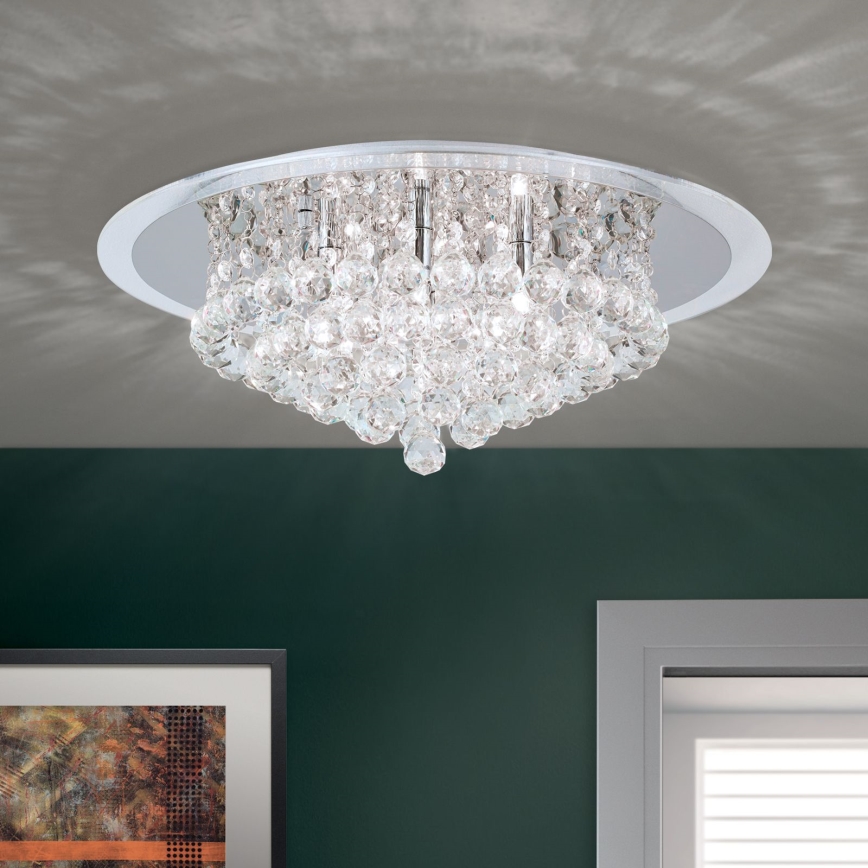 Plafonieră de cristal GLORIA 6xG9/40W/230V d. 50 cm transparent/crom