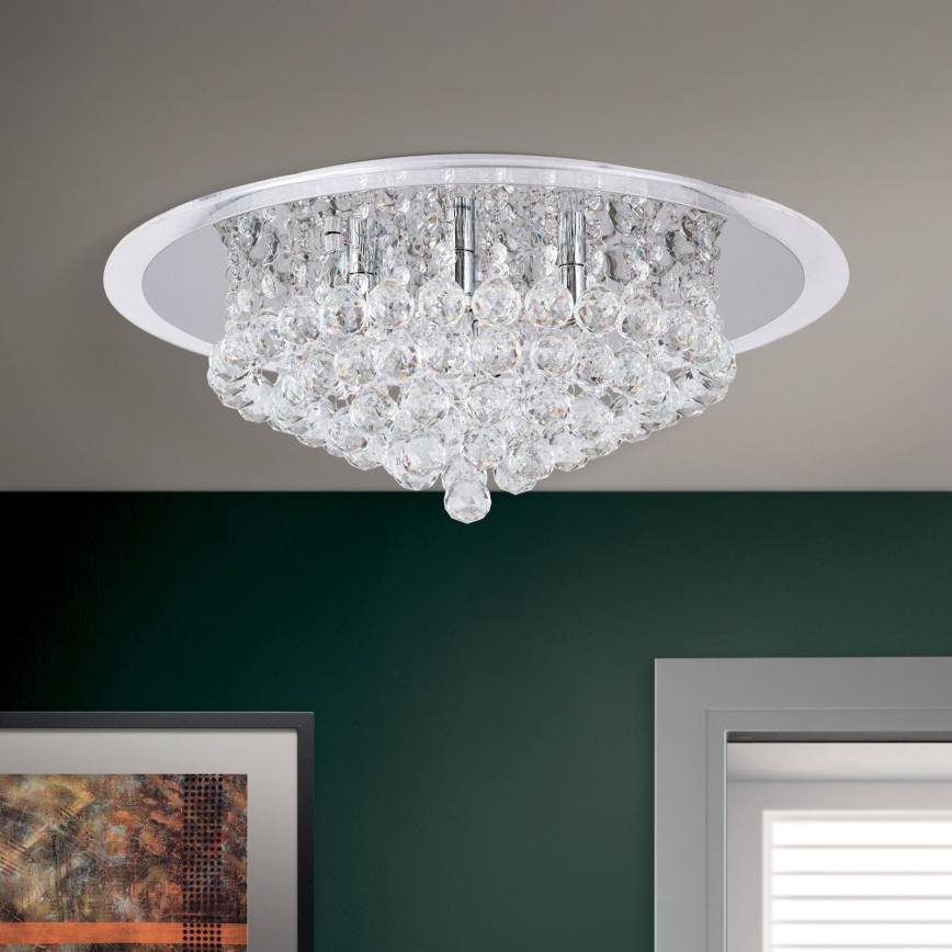 Plafonieră de cristal GLORIA 6xG9/40W/230V d. 50 cm transparent/crom