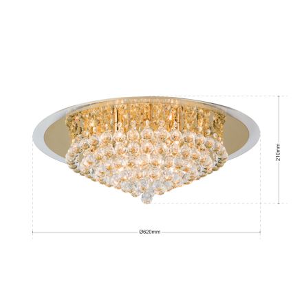 Plafonieră de cristal GLORIA 9xG9/40W/230V d. 62 cm auriu